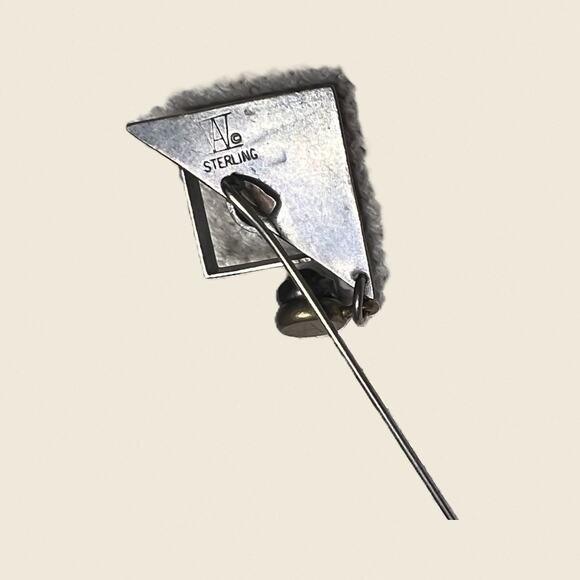 Modernist Sterling Silver Amethyst Stick Pin • 1980s–1990s Studio Jewelry - Picture 2 of 6